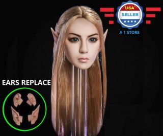 【in Stock 】1/6 Fairy Elf Female Head Sculpt Detachable Ears Pale For 12 " Phicen