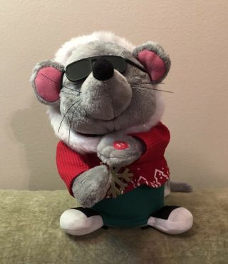 Gemmy Christmas Rapping Mouse Animated Plush Sings Joy To The World & In Da Club