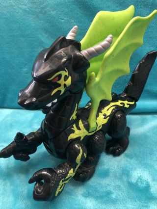 Fisher Price Imaginext Black Green Ninja Dragon Head & Wings Moving Figure Toy