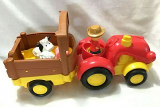 Fisher Price Little People Tow N Pull Tractor Farmer Cow Sheep Pig Musical Sound