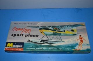 Vintage Monogram Cessna/180 Sport Plane Empty Box,  Instruction Sheet & Decals