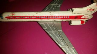 Vintage TWA Boeing 727 Friction Powered Tin Jet Airplane made in Japan 3