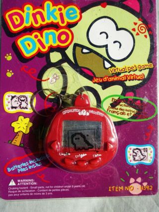 Vintage 1997 RakuRaku Dinokun Dinkie Dino Virtual Tamagotchi Pet | As - is/Parts 2