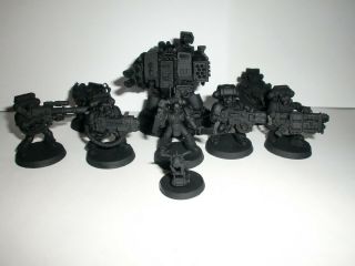 Warhammer 40k Space Marines,  Devastator Squad And Dreadnought,  Black Primed