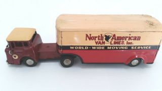 Ks North American Van Lines Vintage Tin Toy Truck Trailer Self Rolling Friction