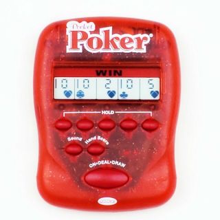 Radica Pocket Poker Handheld Electronic Game 2004 Red Lcd