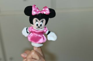 Disney Minnie Mouse Plush Fabric Finger Puppet Pink Black White