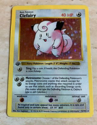 Clefairy 5/102 Holo 1st Edition (shadowless) Base Set Nm/mt Never Played