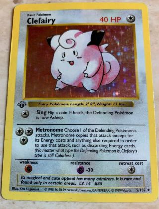 Clefairy 5/102 Holo 1st Edition (Shadowless) Base Set NM/MT Never Played 3