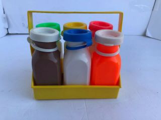 Vintage Fisher Price Milk Bottles - Set Of Six -