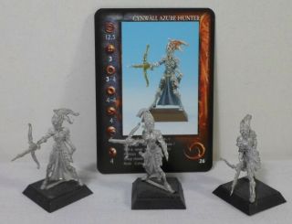 Rackham Confrontation Cynwall Azur Azure Hunters 3 X Assembled Miniatures W Card