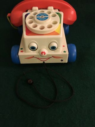 Vintage Fisher Price Toy Story Talking Chatter Telephone Rolling Phone Pull Cord