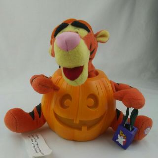 Gemmy Tigger Moves Sings Halloween Pumpkin Light Wonderful Thing Disney 8 " Plush