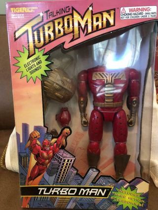 1996 Talking Turbo Man Action Figure Deluxe Edition 13.  5 " Nrfb 80 - 618