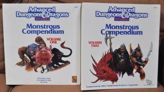 Monstrous Compendium Volume One & Two Dungeons & Dragons 2nd Tsr 2102 2105