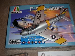 Italeri F - 86 E Sabre Jet 1/48 Scale Built Model & Instructions X Parts