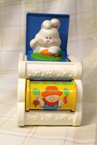 Vintage 1989 Fisher Price Jack In The Box Pop Up Musical Bunny Toy