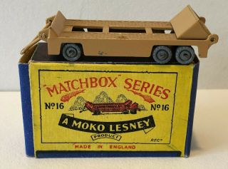 Orig Matchbox Series 1962 Moko Lesney No 16b Tan Atlantic Trailer Orig Box