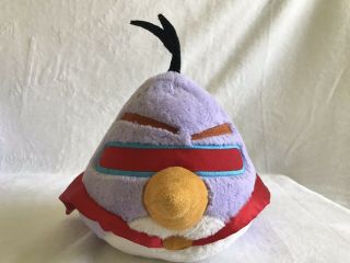 2012 Angry Birds Space Lazer Bird Purple Red Cape Plush 8 " Pre - Owned