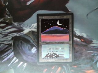 1x Island - Beta Dark Sky - See Pictures,  Signed & Altered Moon Mtg Card