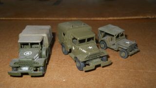 Roco Minitanks - Wwii - Us Mobile Hq Truck - 3ea.  - Hq Platoon Painted & Decaled