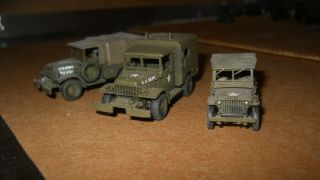 ROCO MINITANKS - WWII - US MOBILE HQ TRUCK - 3ea.  - HQ PLATOON PAINTED & DECALED 3