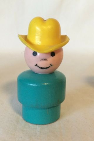 Fisher Price Little People Vintage Whoops Turquoise Farm Boy Short Farmer