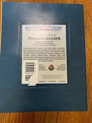 The Complete Book Of Necromancers AD&D 2nd Ed 1995 TSR 2151 Dungeons & Dragons 3
