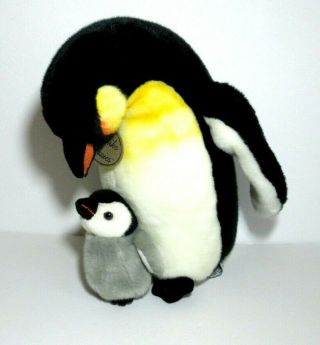 Yomiko Classics Mommy And Baby Penguin Plush Stuffed Animal 12 " Russ Berrie