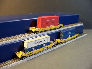 Micro - Trains Z,  3 - Cars W/containers,  70’ Gunderson Well Cars,  Ttx/trailer Train