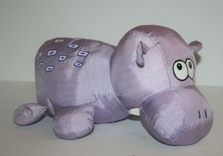 Purple Hippo Aqua Leisure Nylon Pool Toy Water Bath Plush Stuffed Hippopotamus