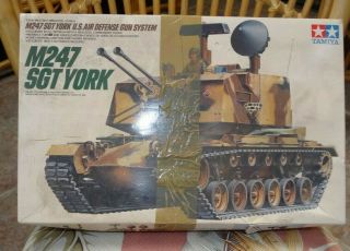 Vintage Tamiya " M247 Sgt York " No.  3626 1/35 Scale Plastic Model Kit Complete
