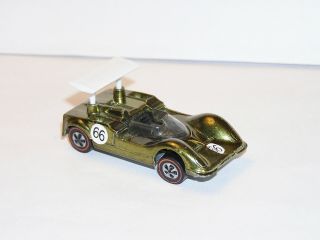 1969 Hot Wheels Redline Grand Prix Chaparral 2g Pretty Olive Real Wing Keeper Sc