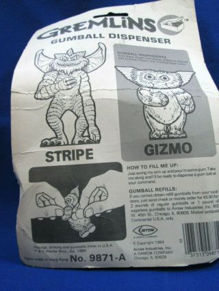 (G) 1984 Vintage GREMLINS Gumball Dispenser - GIZMO - 3