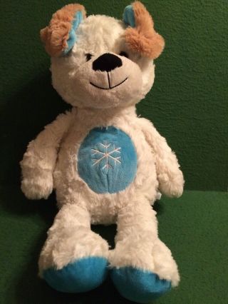 Animal Adventure White Blue Brown Puppy Dog W/ Snowflake 18 " Large Winter Plush
