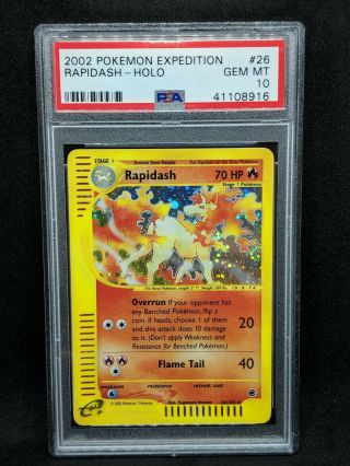 Rapidash Holo Psa 10 Gem Expedition Base Set 2002 Pokemon Card 26/165 Swirl