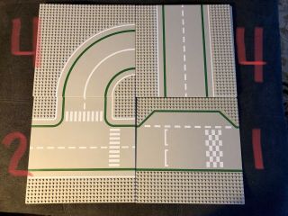 11 Lego Vintage Gray 10” Road Base Plate Curved Straight T Pit Stop 32 X 32 City
