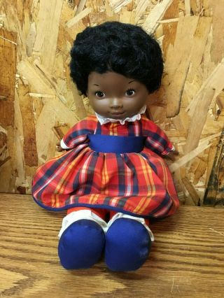 Vintage 1973 " Lapsitter " Fisher Price Plush Doll African American Elizabeth 13 "
