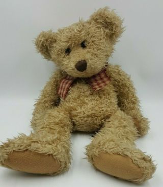 Russ Toffee Teddy Bear 18 " Doll Plush Stuffed Animal Gingham Bow Floppy Bean