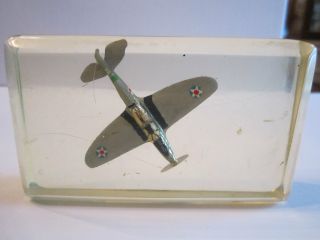 Vintage Model Plane - Paper Weight - Encased In Lucite - 4 " X 2 1/4 " X 1 " Tub Rr
