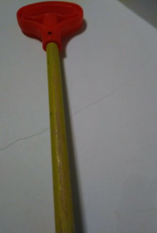 Vintage Fisher Price Rattle Ball Push Pull Toy Wooden Stick Toy made in U.  S.  A 4