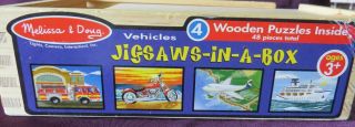 Jigsaws - In - A - Box Vehicles By Melissa & Doug 4 Puzzles