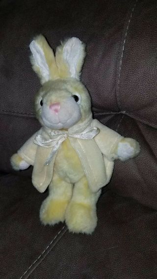 Chrisha Playful Plush Yellow Easter Bunny Rabbit Stuffed Animal 10 " Vtg Exc Vhtf