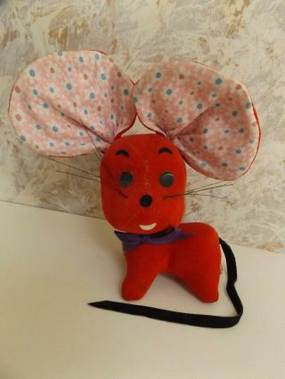 Vintage Dakin Dream Pets Stuffed Velvet Red 6 " Mouse