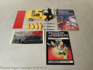 Vintage Transformers G1 Sunstreaker 1980s Complete Decals Access.  Autobot