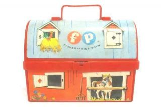 Vintage 1962 Fisher Price Mini Lunch Box Farm Red Barn