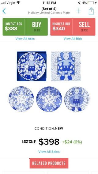 2019 Kaws Holiday Limited Ceramic Plate Set Of 4 Usa Seller 100 Authentic