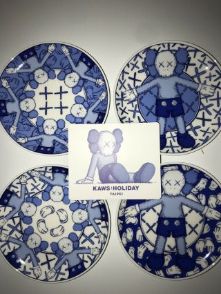2019 KAWS HOLIDAY Limited Ceramic Plate Set Of 4 USA Seller 100 AUTHENTIC 4