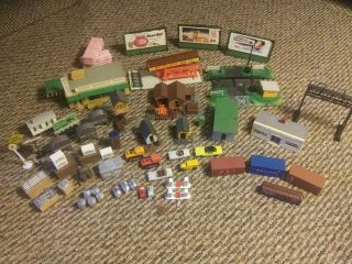 Ho Scale Bundle Of Buildings,  Cargo And Misc.  Items