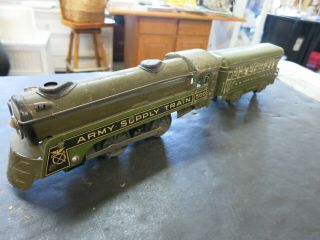 Vintage Marx Army Supply Train 500 Locomotive & Passenger Car Prewar O Scale